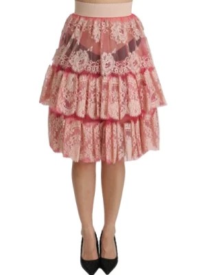 Zdjęcie produktu Różowa Spódnica z Wysokim Stanem i Koronką Dolce & Gabbana