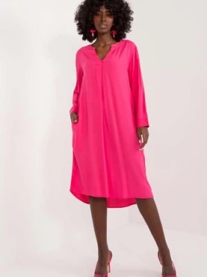 Zdjęcie produktu Różowa sukienka koszulowa oversize Sublevel z wiskozy