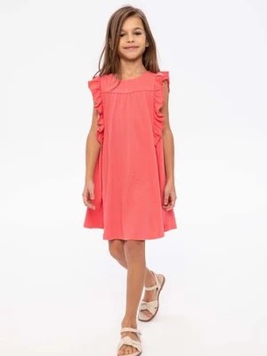 Zdjęcie produktu Różowa sukienka letnia dla dziewczynki z falbankami Minoti