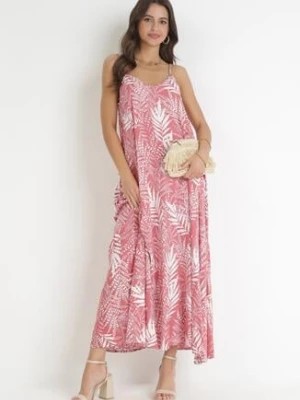 Zdjęcie produktu Różowa Sukienka Maxi Bawełniana w Kwiaty Brets