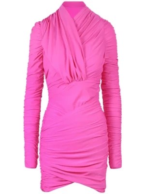 Zdjęcie produktu Różowa Sukienka Mini z Marszczeniami - Elegancka i Stylowa AZ Factory
