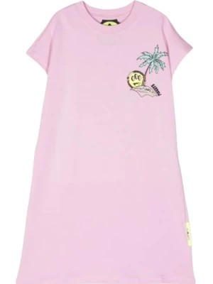 Zdjęcie produktu Różowa Sukienka T-Shirt z Wielokolorowym Nadrukiem Logo Barrow