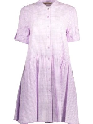Zdjęcie produktu Różowa Sukienka z Bawełny, Krótki Rękaw, Okrągły Dekolt Kocca