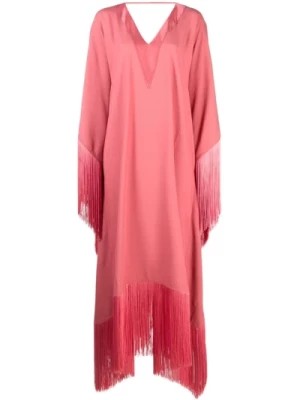Zdjęcie produktu Różowa Sukienka z Dekoltem w Szpic Batwing Taller Marmo