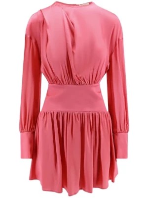 Zdjęcie produktu Różowa Sukienka z Dekoltem w Szpic z Otwartym Tyłem Semicouture