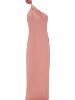 Zdjęcie produktu Różowa Sukienka z Jednym Ramieniem i Kwiatami 3D Magda Butrym