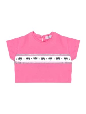 Zdjęcie produktu Różowa T-shirt z dekoltem Crewneck i nadrukiem Chiara Ferragni Collection