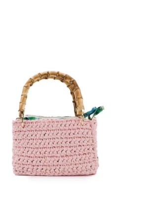Zdjęcie produktu Różowa Torba Shopper z Szydełkowym Wzorem Chica London