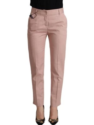 Zdjęcie produktu Różowe Bawełniane Spodnie z Średnim Stanem i Zwężanymi Nogawkami Dolce & Gabbana