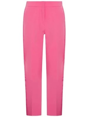 Zdjęcie produktu Różowe Klasyczne Spodnie Cygaretki z Bocznymi Wstawkami z Satyny ViCOLO