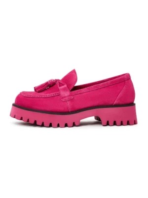 Zdjęcie produktu Różowe Platformy Loafers z Frędzlami Cesare Gaspari