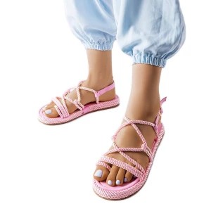 Zdjęcie produktu Rozowe plecione sandały Burwell różowe Inna marka
