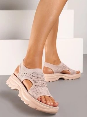 Zdjęcie produktu Różowe Sandały Wsuwane na Platformie Zdobione Cyrkoniami Octalia