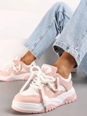 Zdjęcie produktu Różowe Sneakersy na Niskiej Platformie z Grubymi Sznurówkami Nerisses