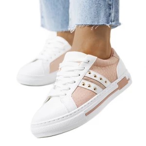 Zdjęcie produktu Różowe sneakersy z ćwiekami Luus białe Inna marka