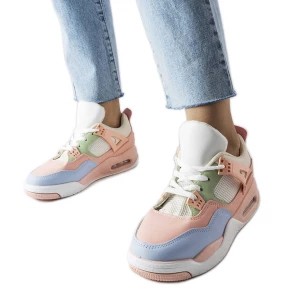 Zdjęcie produktu Różowe sneakersy z łączonych materiałów Malas Inna marka