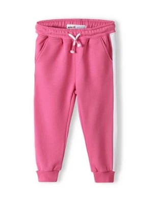 Zdjęcie produktu Różowe spodnie dresowe niemowlęce z białymi paskami Minoti