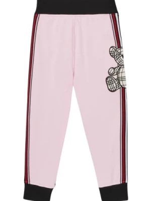 Zdjęcie produktu Różowe Spodnie Sportowe z Detalem Misia Burberry