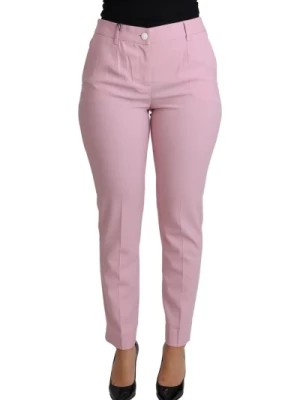Zdjęcie produktu Różowe Spodnie Tapered z Wełny Virgin Dolce & Gabbana
