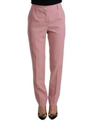 Zdjęcie produktu Różowe spodnie z wysokim stanem z wełny rozciągliwej Dolce & Gabbana