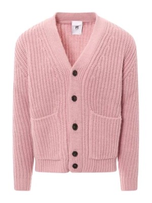 Zdjęcie produktu Różowy Sweter z Dekoltem w serek i zapięciem na guziki PT Torino