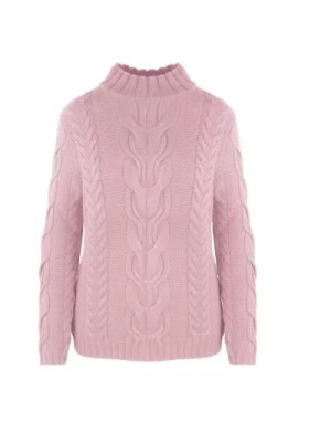 Zdjęcie produktu Różowy Sweter z Warkoczowymi Wzorami Malo