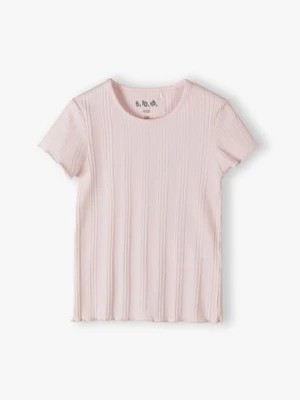 Zdjęcie produktu Różowy t-shirt dziewczęcy w prążki - 5.10.15.