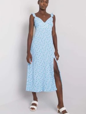 Zdjęcie produktu RUE PARIS Niebieska sukienka damska w kwiaty