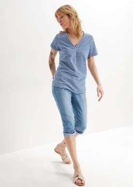 Zdjęcie produktu Rybaczki dżinsowe ze stretchem, Slim Fit, mid waist bonprix