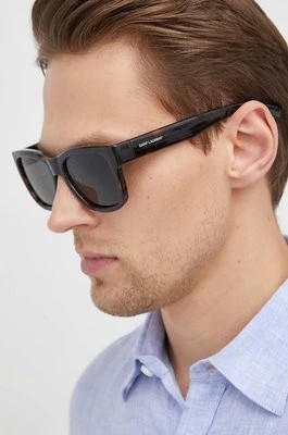 Zdjęcie produktu Saint Laurent okulary przeciwsłoneczne męskie kolor brązowy