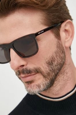 Zdjęcie produktu Saint Laurent okulary przeciwsłoneczne męskie kolor brązowy