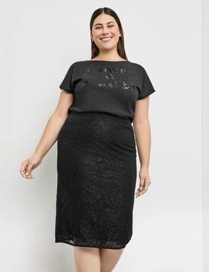 Zdjęcie produktu SAMOON Damski Koronkowa elastyczna spódnica 72cm Czarny Jednokolorowy
