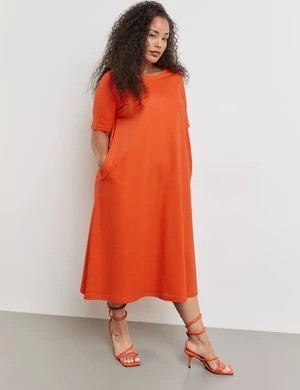Zdjęcie produktu SAMOON Damski Koszulowa sukienka z dżerseju interlock krótkie Okrągły Pomarańczowy Jednokolorowy
