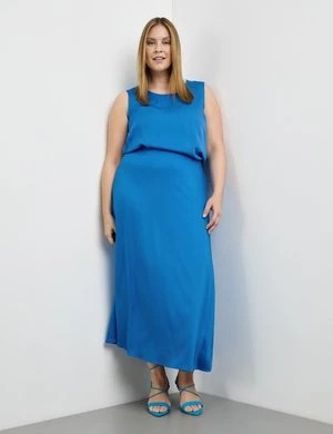 Zdjęcie produktu SAMOON Damski Spódnica maxi z delikatnym połyskiem 92cm Niebieski Jednokolorowy
