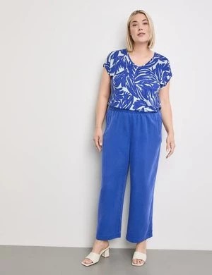 Zdjęcie produktu SAMOON Damski Szerokie spodnie na lato z lyocellu Niebieski Jednokolorowy