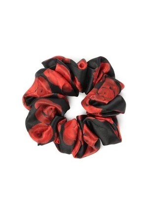 Zdjęcie produktu Satynowe czarne scrunchie w czerwone róże Kazar