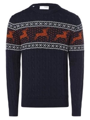 Zdjęcie produktu Selected Sweter męski Mężczyźni Bawełna niebieski wzorzysty,