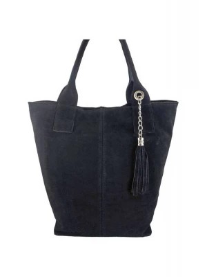 Zdjęcie produktu Shopper bag - torebka damska zamszowa - Czarna Merg