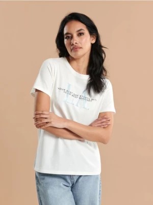 Zdjęcie produktu Sinsay - Koszulka z nadrukiem - kremowy