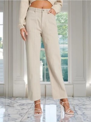 Zdjęcie produktu Sinsay - Spodnie high waist - kremowy