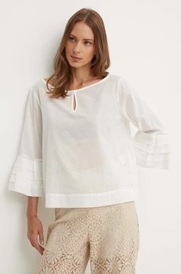 Zdjęcie produktu Sisley bluzka bawełniana damska kolor beżowy gładka