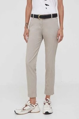Zdjęcie produktu Sisley spodnie damskie kolor beżowy dopasowane high waist