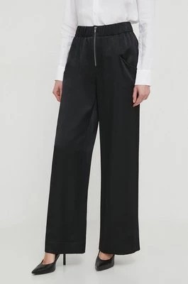 Zdjęcie produktu Sisley spodnie damskie kolor czarny szerokie high waist
