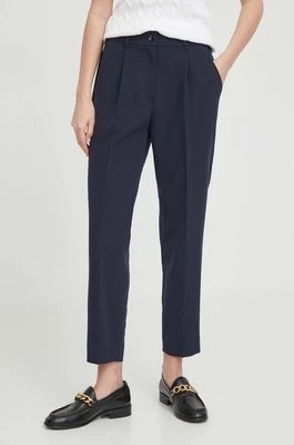 Zdjęcie produktu Sisley spodnie damskie kolor granatowy proste high waist