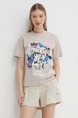 Zdjęcie produktu Sixth June t-shirt bawełniany damski kolor beżowy