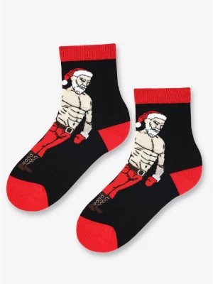 Zdjęcie produktu Skarpetki damskie bawełniane zabawną grafiką wysportowanego Mikołaja Sexy Santa Marilyn