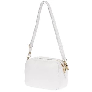 Zdjęcie produktu Skórzana damska torebka listonoszka biała dwukomorowa pojemna na pasku biały Merg