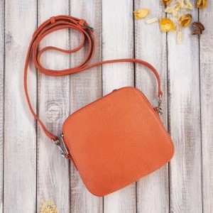 Zdjęcie produktu Skórzana torebka damska na ramię elegancka włoska pomarańczowy Merg