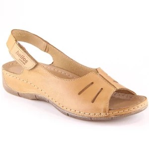Zdjęcie produktu Skórzane komfortowe sandały damskie na rzep brązowe Helios 117
