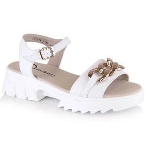 Zdjęcie produktu Skórzane sandały damskie z łańcuszkiem białe Filippo DS4614